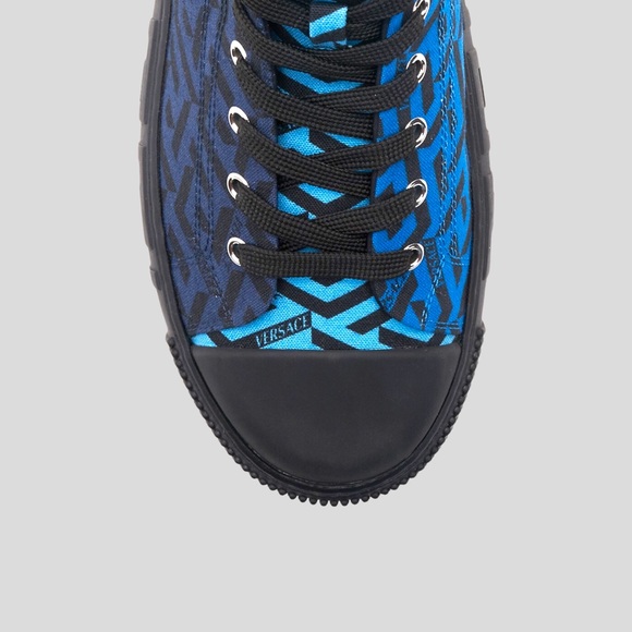 ๐ ๐ VERSACE Blue Greca High-Top Sneakers ๐ซ Size: EU 41 Color: Black/Blue - Picture 8 of 9